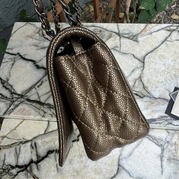 SOLD Chanel Classic Timeless CC Single Flap Metallic Caviar Shoulder Bag - Picture 8 of 16